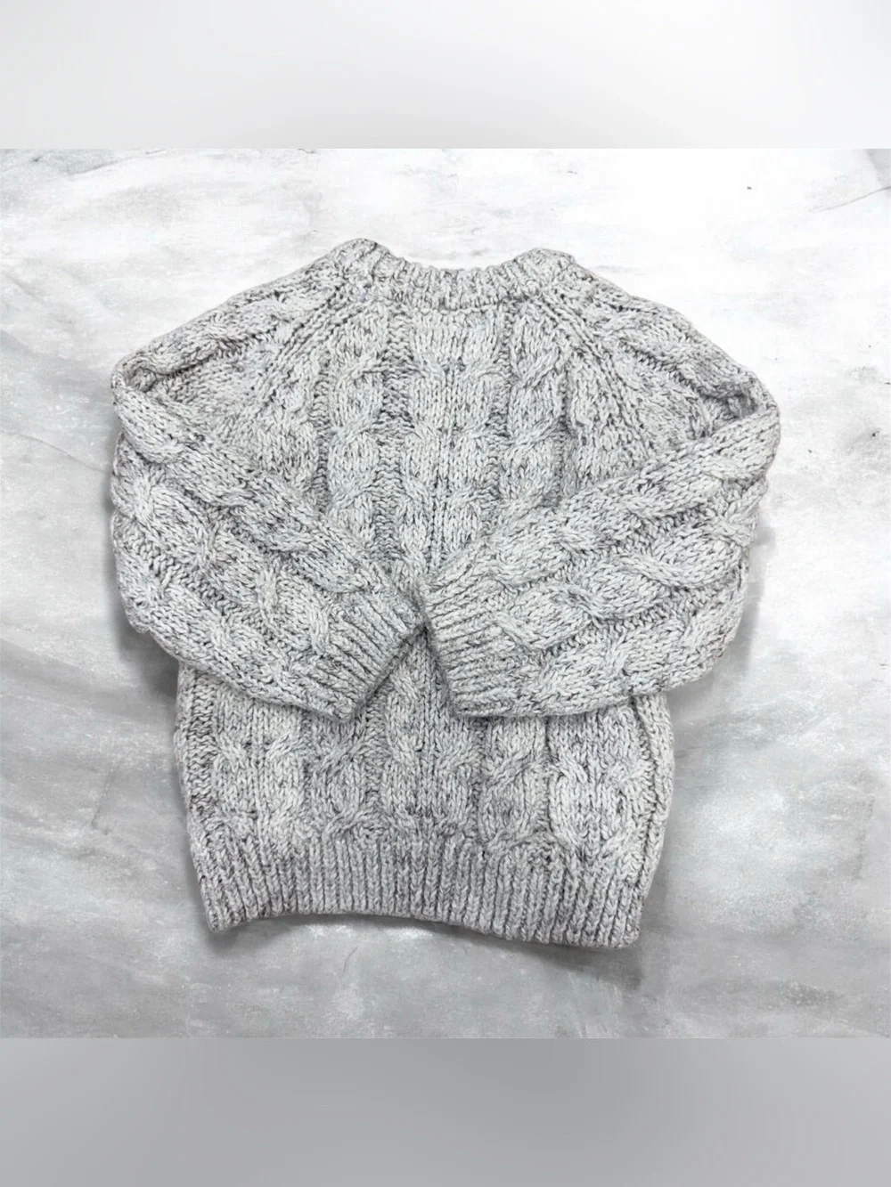 Zara Chunky Cable Knit Sweater - Light Heather Gray